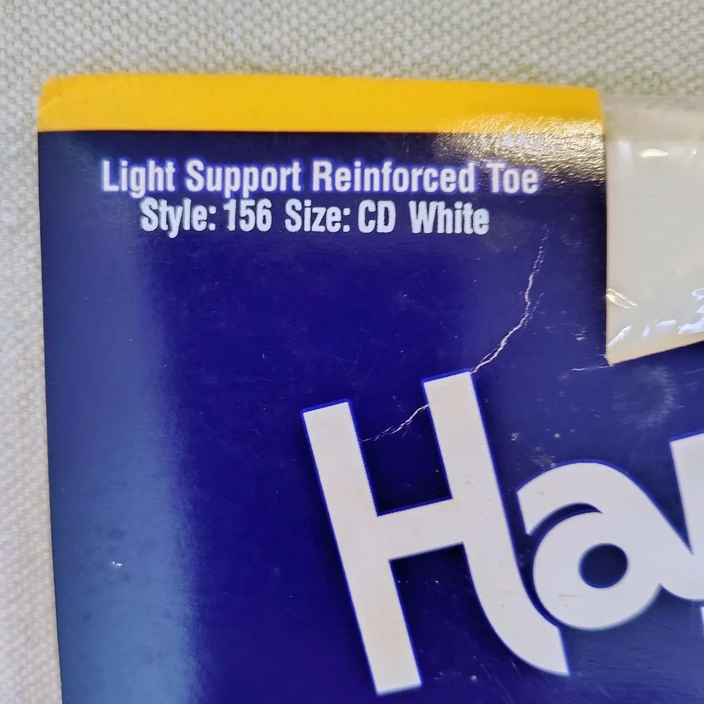 NWT Hanes Womens SZ CD Hanes Too Sheer Pantyhose White Vintage 90s Coquette